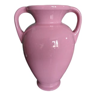 1980s Postmodern Pink Urn Vessel With Handles For Sale