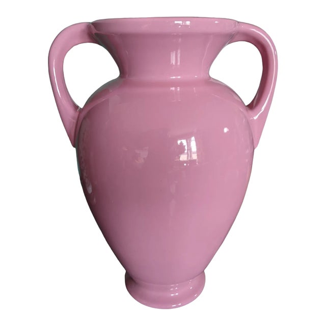 1980s Postmodern Pink Urn Vessel With Handles For Sale