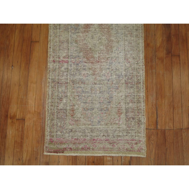 Mid-Century Modern Rare Shabby Chic Late 19th Century Wool Narrow Khotan Runner For Sale - Image 3 of 18
