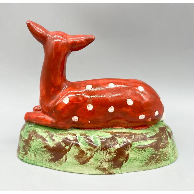 Staffordshire Antique Staffordshire Recumbent Deer Figurine — 1820s Mold, Possibly Earlier Example — English Country / Cottagecore For Sale - Image 4 of 9