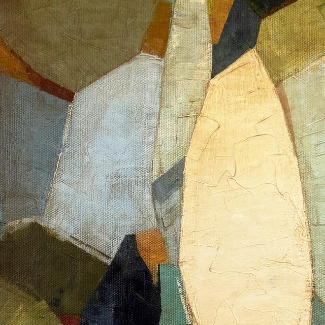 Mid-Century Modern Contemporary Abstract Oil Painting in Vintage Florentine Gold Frame For Sale - Image 3 of 6