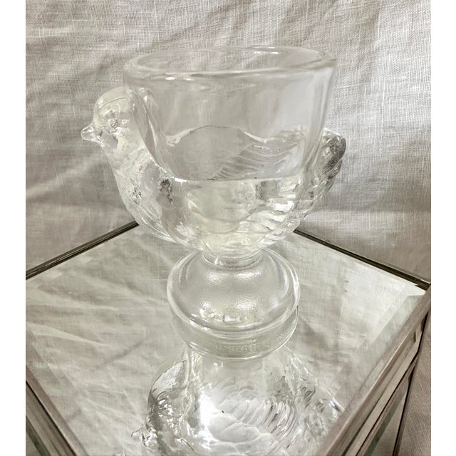 Vintage Luminac glass hen egg holders, perfect farmhouse decor for morning breakfast. Use for Easter to display eggs....