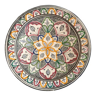 Moroccan Handmade Polychrome Ceramic Decorative Bowl in Mosaic Pattern For Sale