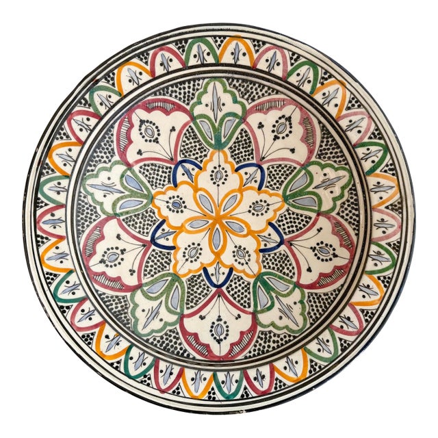 Moroccan Handmade Polychrome Ceramic Decorative Bowl in Mosaic Pattern For Sale