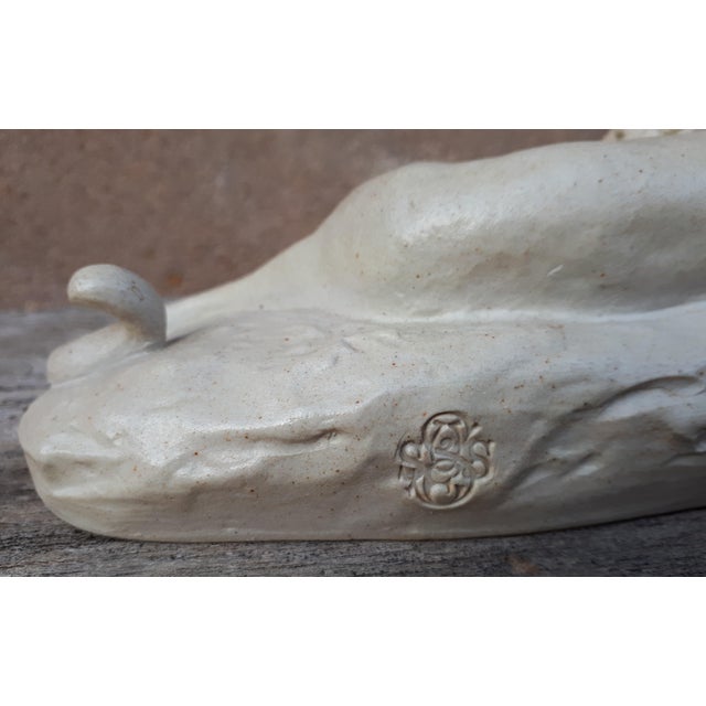 Sculpture of Lying Lioness in Enamel & Stoneware by Clovis-Edmond Masson, 1890s For Sale - Image 14 of 18