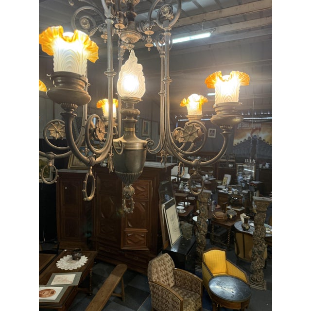 Metal Napoleon III 6-Light Chandelier For Sale - Image 7 of 11