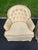 Pair of Tufted Button Back Swivel Chairs in a Cream Color With Brown Piping For Sale - Image 11 of 18