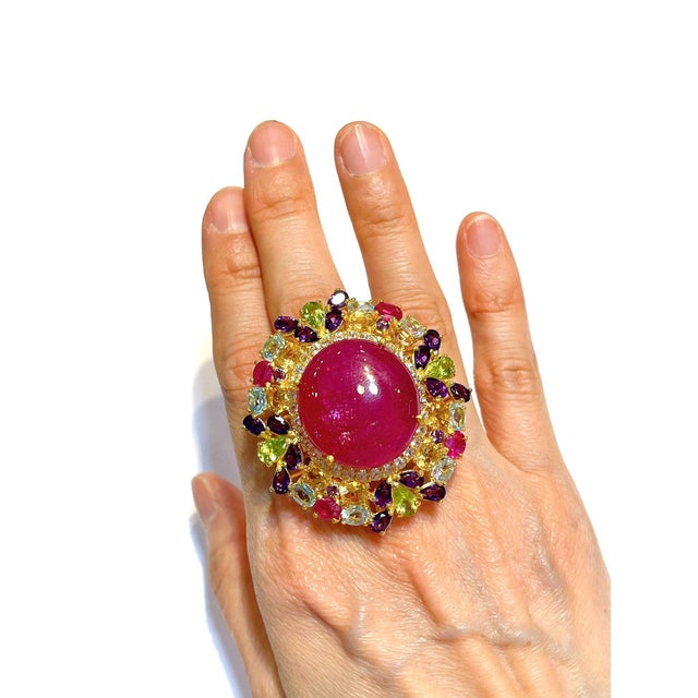 Cluster Multi Color Fancy Gems from Sri Lanka Ruby - 12 Carat Amethyst - 3 Carat Peridot - 2 Carat Blue Topaz - 2 Carat...