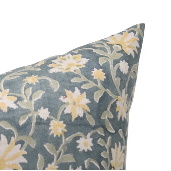 Throw Pillow Cover 24x24 Inch Handmade Block Print Cushion Thick Linen -Aradhna For Sale - Image 4 of 4