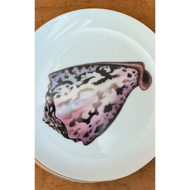 Traditional Vintage Coastal Fitz and Floyd Shell Motif Ceramic Plates - Set of Twelve For Sale - Image 3 of 12
