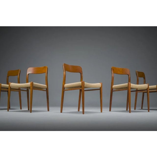 Danish Teak Mod. 77 Dining Chairs with Paper Cord by Niels O. Møller for J.L. Møllers, 1959, Set of 5 For Sale - Image 4 of 12