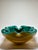 MCM Murano attributed glass ashtray/dish with a striking translucent emerald green with a deep yellow vase. The piece has...