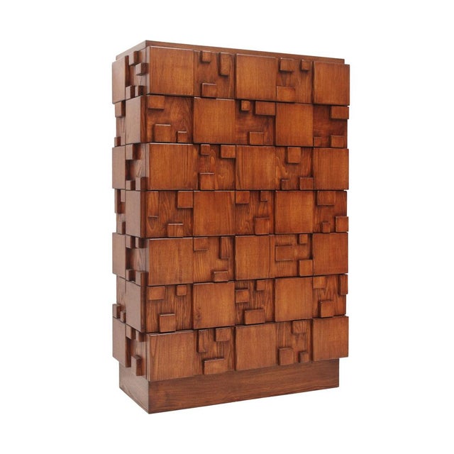 Brutalist Wooden Chest of Drawers, Italy, 2010s For Sale - Image 4 of 11