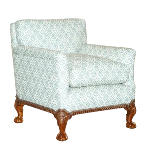 Claw & Ball Feet Armchair with Ticking Fabric