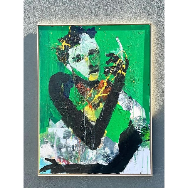 Vintage Abstract Expressionist Original Oil on Canvas For Sale - Image 10 of 12