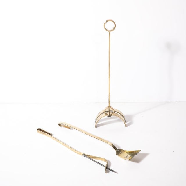Mid-Century Modernist Sculptural Polished Brass Fire Tool Set by Donald Deskey For Sale - Image 12 of 16