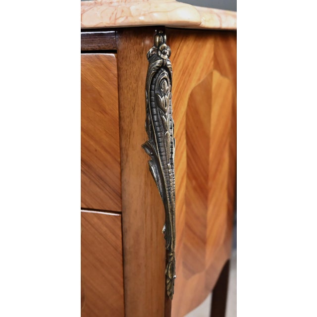 Louis XV Style Marquetry Bedside Tables, Late 20th Century, Set of 2 For Sale - Image 12 of 18