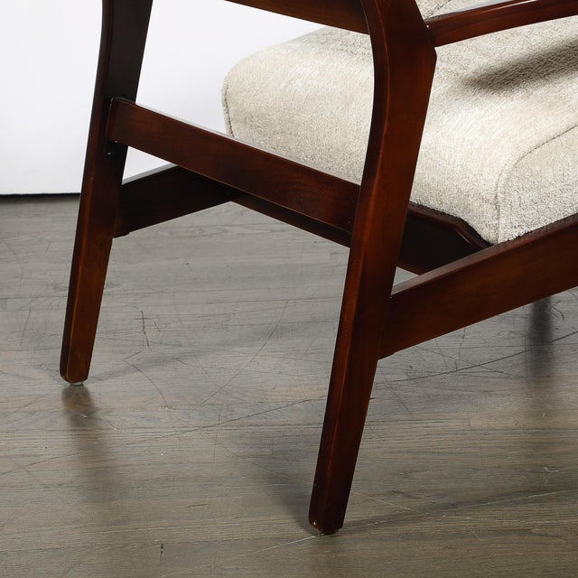 Pair of Mid-Century Modern Walnut Armchairs With Off-White Textural Upholstery For Sale - Image 13 of 18