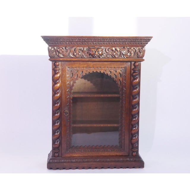 Antique Victorian Hand-Carved Wooden Display Cabinet, 1920s For Sale - Image 4 of 14
