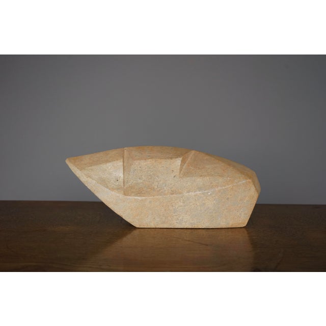 An interesting 1970s abstract, anthroposophical style sculpture. made out of soapstone by a unknown maker.