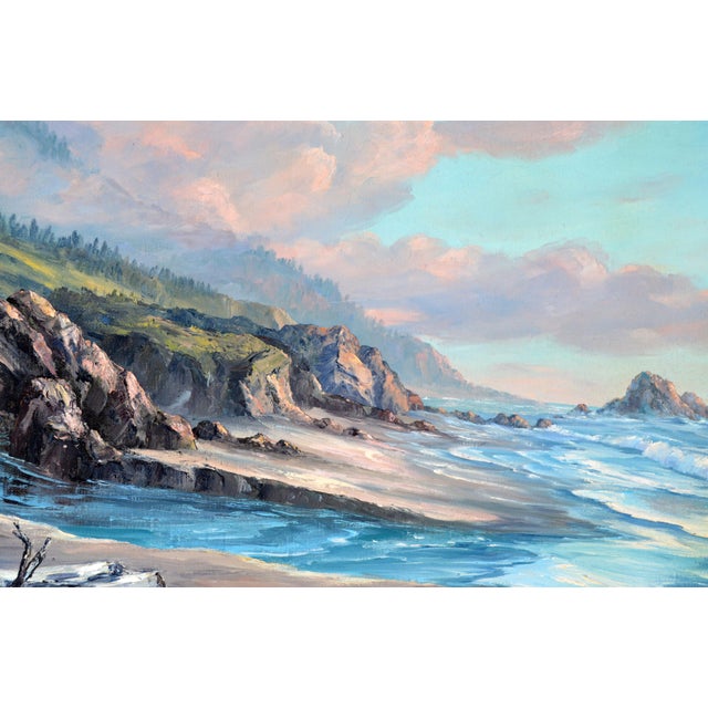 American Vintage Coastal Seascape in Oil on Canvas by Jac Falcraft For Sale - Image 3 of 4
