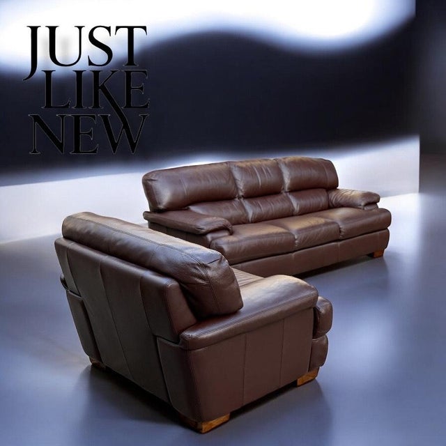 Italy Signature Edition Leather Sofa Set- 2 Pieces For Sale - Image 4 of 5