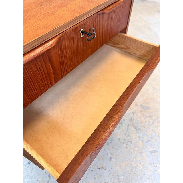 Brown Teak Chest of Drawers with Lock, Denmark, 1960s For Sale - Image 8 of 11