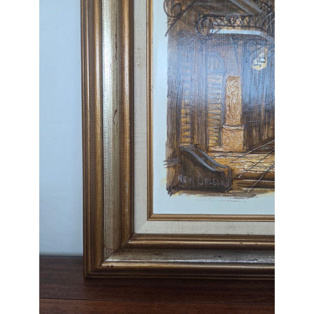 Wood Mid-Century James McCaffery New Orleans Cityscape Oil Painting on Board For Sale - Image 7 of 10