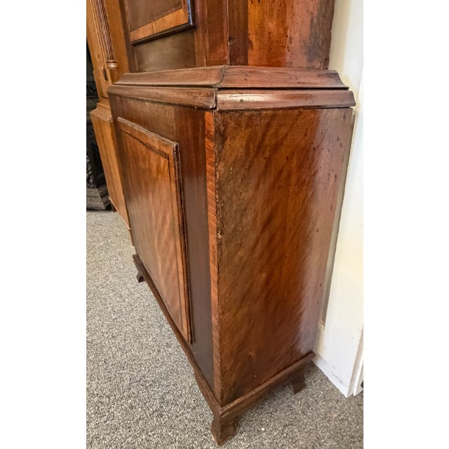 Chestnut 19th Century English Mahogany Inlaid Wide-Body Tall Case Clock With Hand-Painted Dial, Circa 1860–1870 For Sale - Image 8 of 17