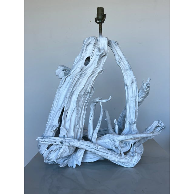 White Vintage Mid-Century Modern Sculptural Driftwood Lamp For Sale - Image 8 of 13