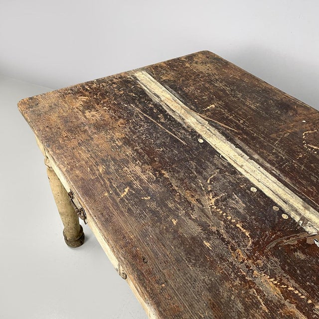 Antique Italian White Painted Wooden Dining Table with Two Drawers, 1800s For Sale - Image 6 of 18