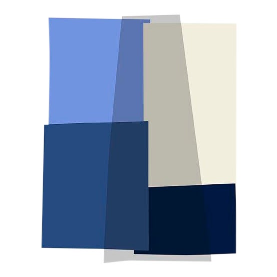 Blue Collage Fine Art Print 45" X 55" by Liz Roache For Sale