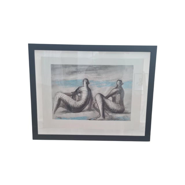 Henry Moore, Nude Two Women Seated on Beach, 1979, Lithograph, Framed For Sale - Image 4 of 4