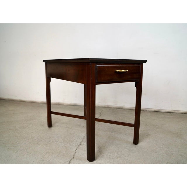 Vintage Mid century Modern end table for sale. It was manufactured by Madison Square Furniture, and was made here in the...