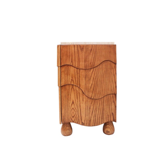 Italian Oak Wood Sideboards with Travertine Top, Set of 2 For Sale - Image 10 of 15