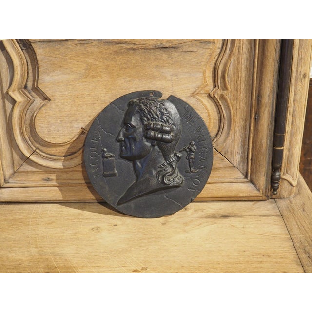Metal 19th Century French Cast Iron Profile of Jacques De Vaucanson, Diam. 9 Inches For Sale - Image 7 of 12