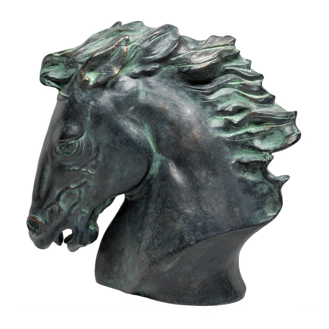 1980s Austin Prod James Spratt Faux Bronze Flaming Mane Horse Head