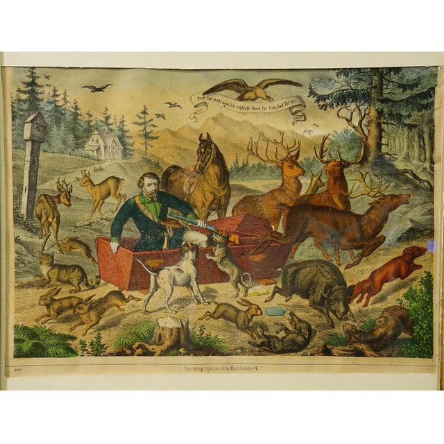 Farmhouse Antique Print 'The Hunter’s Awakening', Germany Late 19th Century For Sale - Image 3 of 9