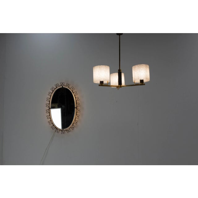 French Illuminated Mirror in Metal Frame, 1960s For Sale - Image 10 of 11