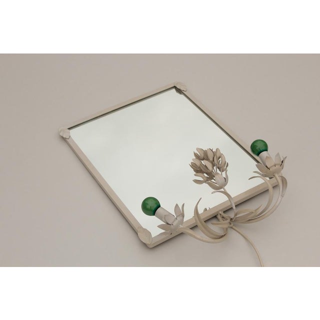 White Florentine Metal Wall Lamp on Mirror, 1980s For Sale - Image 4 of 8