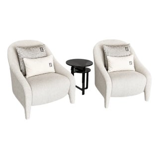 Fendi Casa Audrey D244 Italian Neutral Cream Armchair For Sale