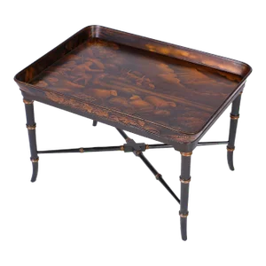 Early 19th Century English Hand Painted Lacquered Papier Mâché Tray Table