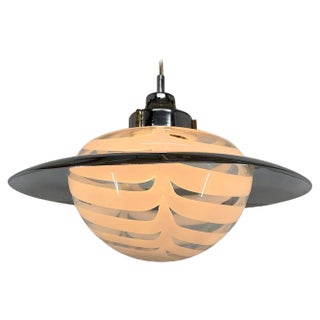 Italian Murano Glass and Chrome Saturn Pendant, 1970s For Sale
