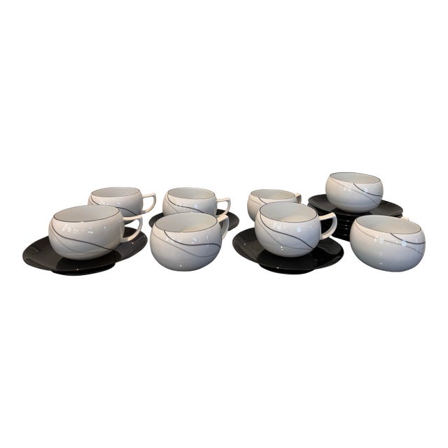 Vintage 90s Postmodern Japanese Daniel Hechter Coffee/ Tea Service (For 8) For Sale