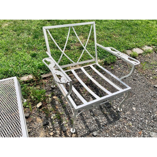 Vintage Wrought Iron Outdoor Patio Seating & Table, 4 Pieces For Sale - Image 11 of 12