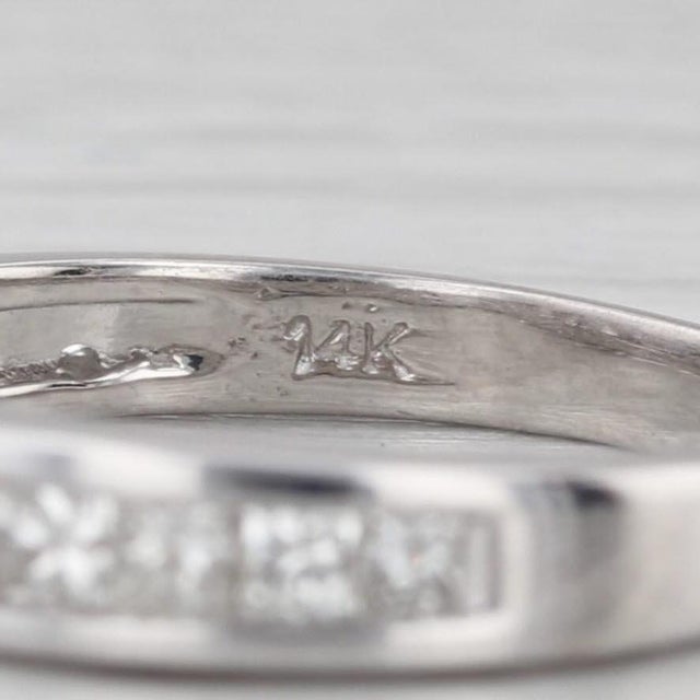 Metal 0.53ctw Diamond Princess Channel Set Wedding Band 14k White Gold Size 6 Ring For Sale - Image 7 of 8