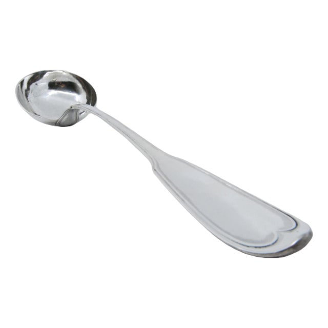 Silver Soup Ladle with Grooves For Sale