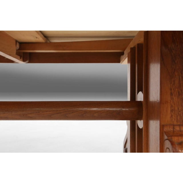 Wood Vintage Art Deco Extendable Dining Table in Full Oak, 1940s For Sale - Image 7 of 14