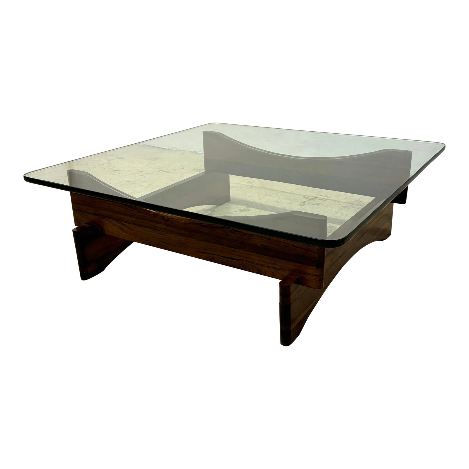 MidCentury Brazilian Rosewood and Glass Coffee Table, 1960s Chairish