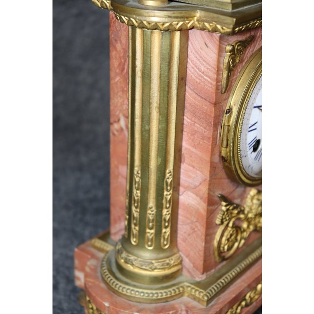 1920's Antique French Marble Bronze Mantel Clock For Sale - Image 15 of 15